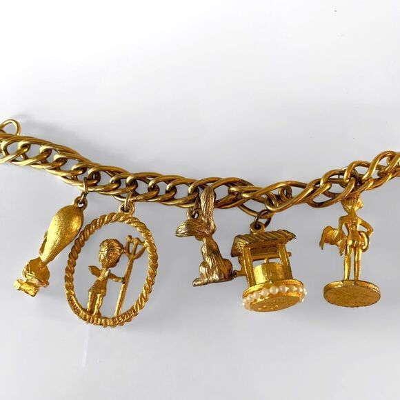 Vintage HOBCO Gold Chunky Charm Bracelet - Picture 8 of 8